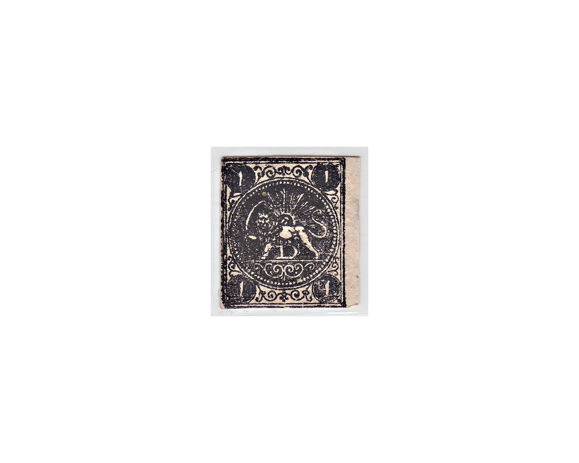 1875 1 Chahi Black Type A Rouletted Issue