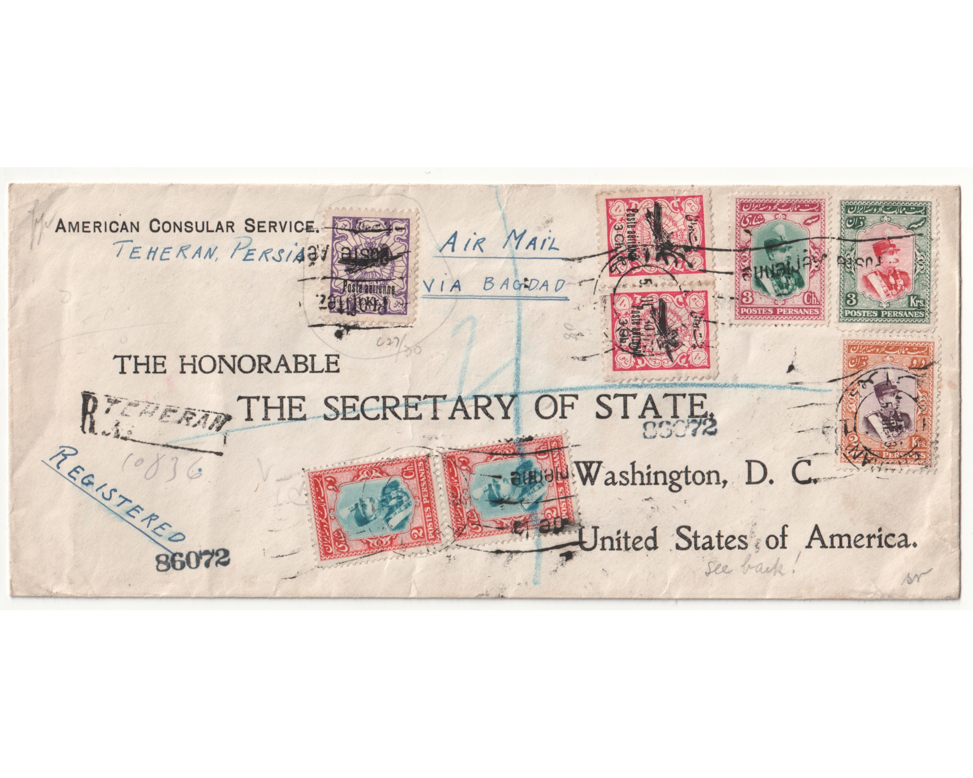 Registered Airmail from Tehran to Washington DC - Image 2