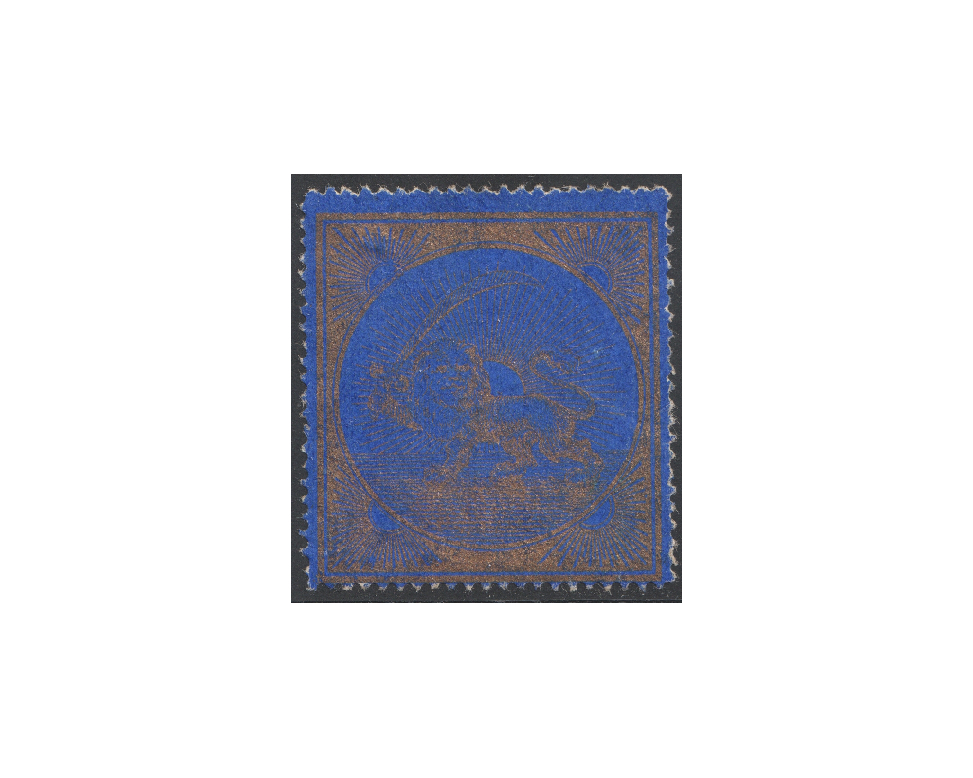 1865 Large format lion label Blue and Gold Issue - Image 2