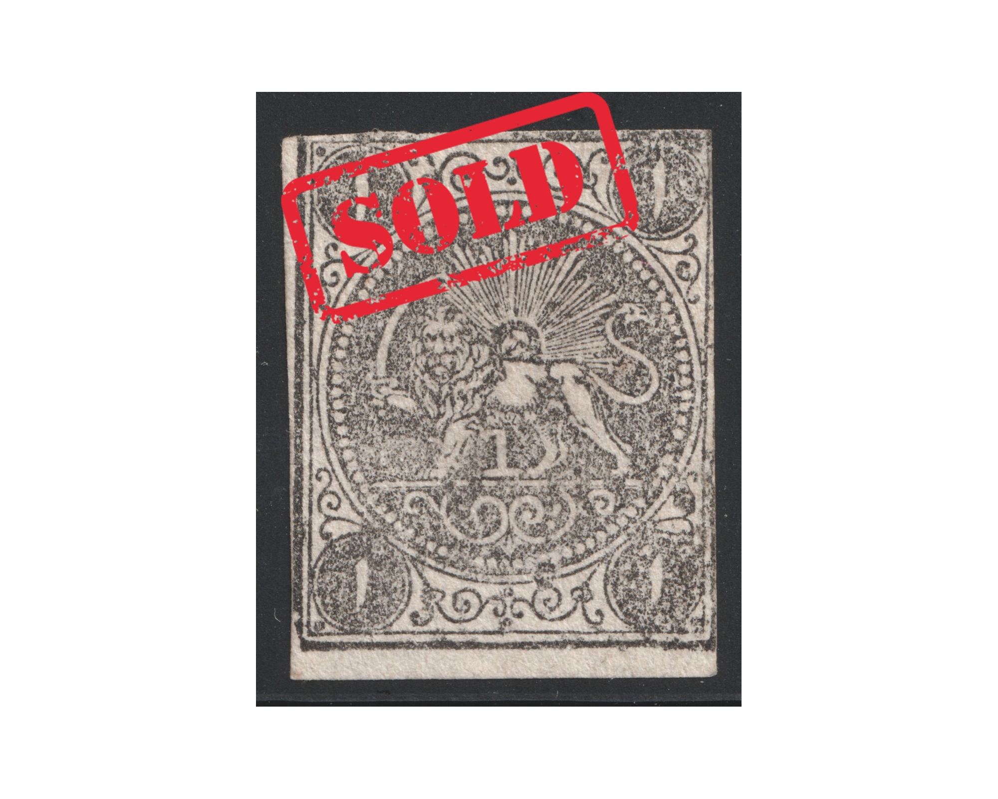 1876 - 1 Chahi black, vertical Issue Type A