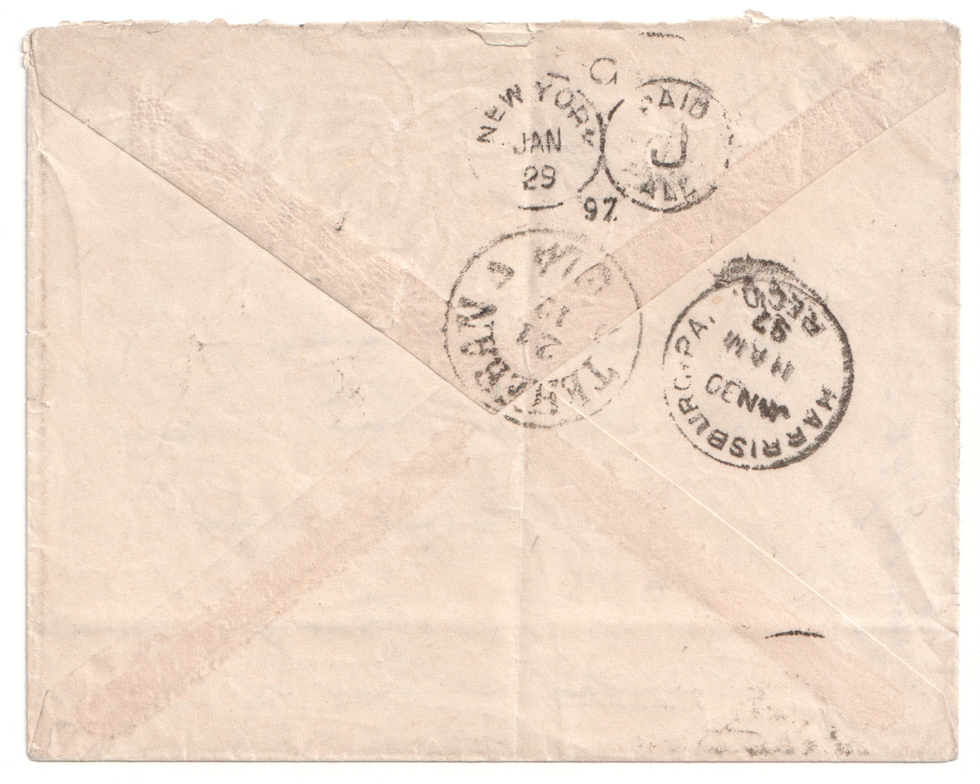 1897 Mail from Hamadan to Harrisburg From EBS Certificate By IPSC - Image 2
