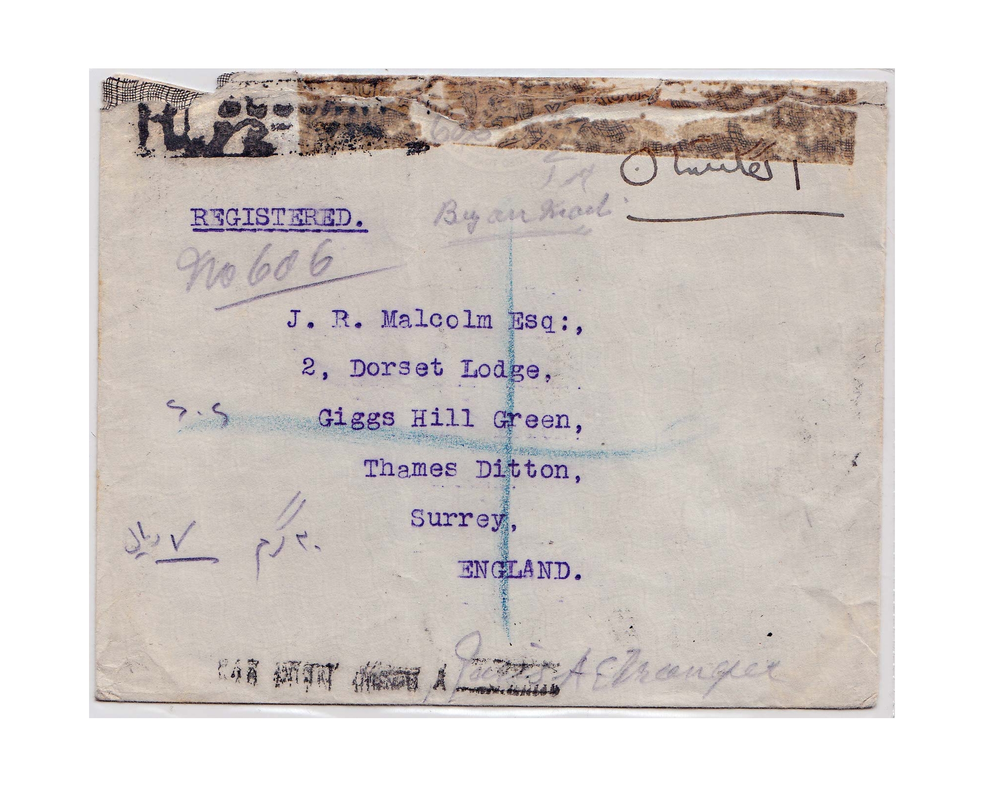 1938 Registered cover from Bushire to England - Image 2