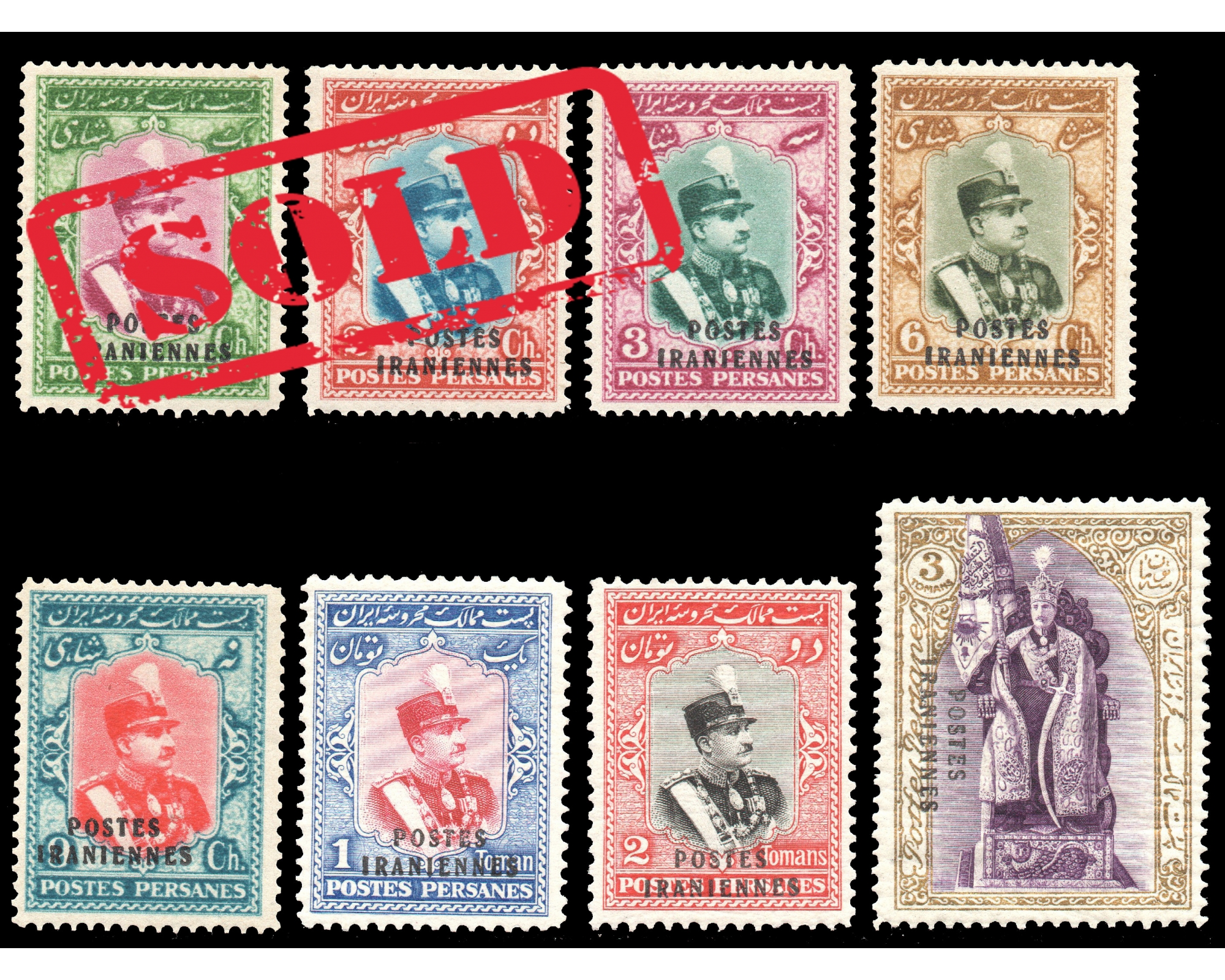 1935 Coronation with POSTES IRANIENNES Issue Mint Never Hinged