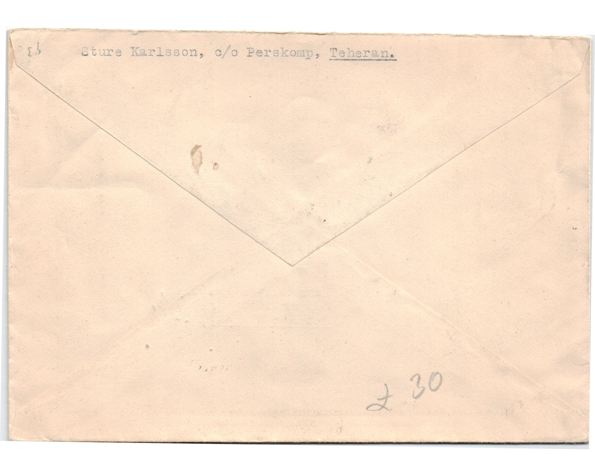 1935 Registered Mail from Tehran to Stockholm - Image 2