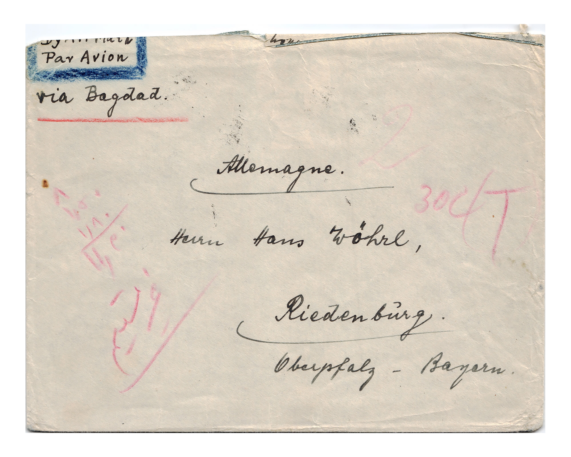 1938 Airmail to Germany with RARE 10R 1938 issue - Image 2