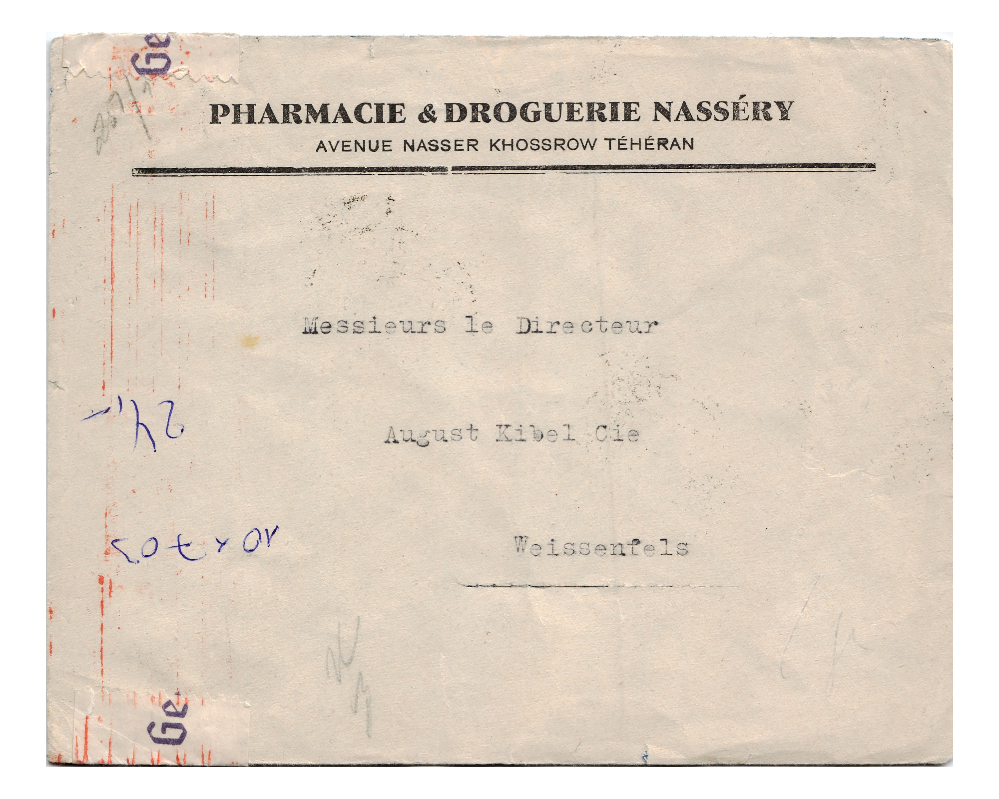 1940 Censored Mail from Tehran to Germany - Image 2