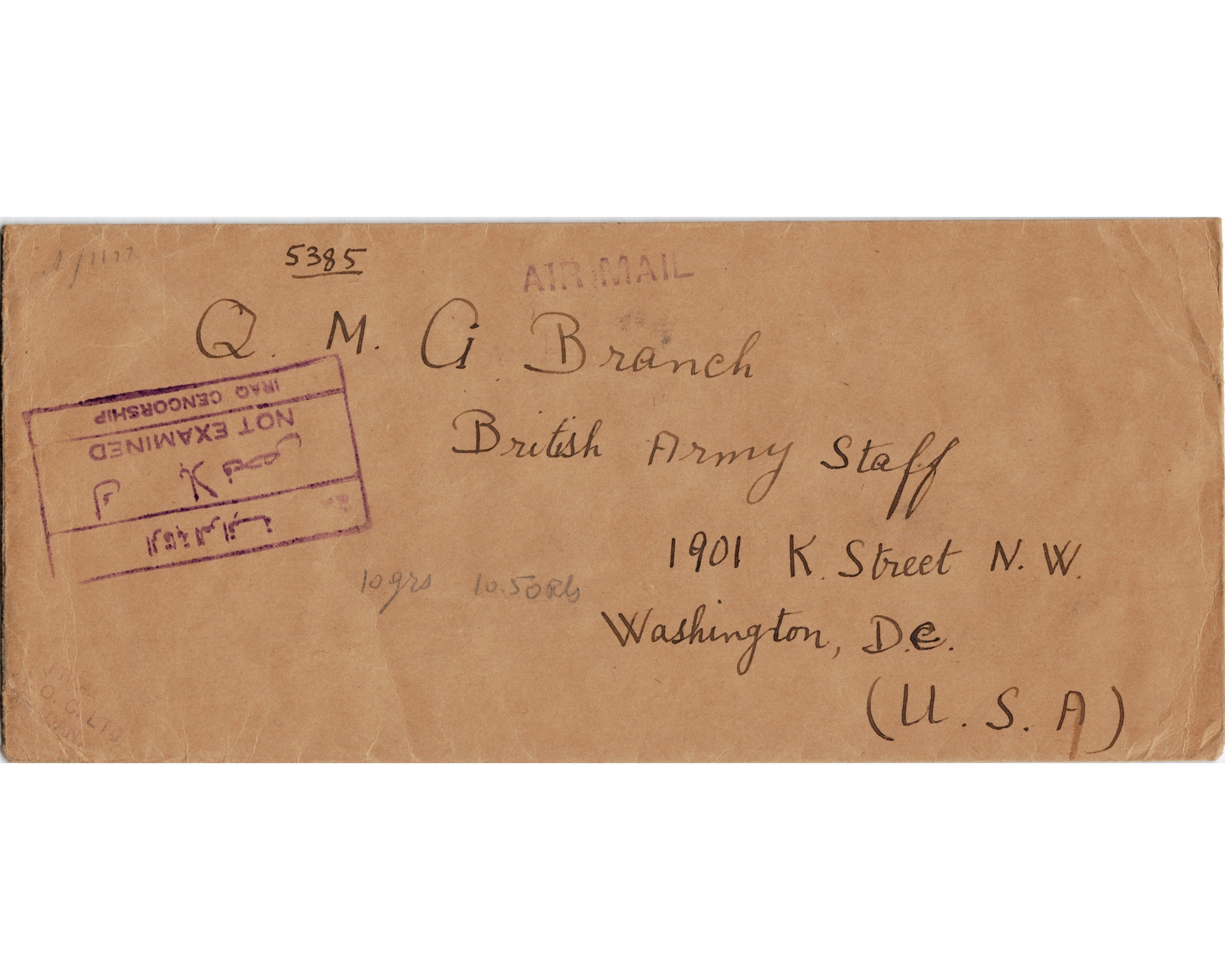 1943 Airmail From Abadan to USA - Image 2
